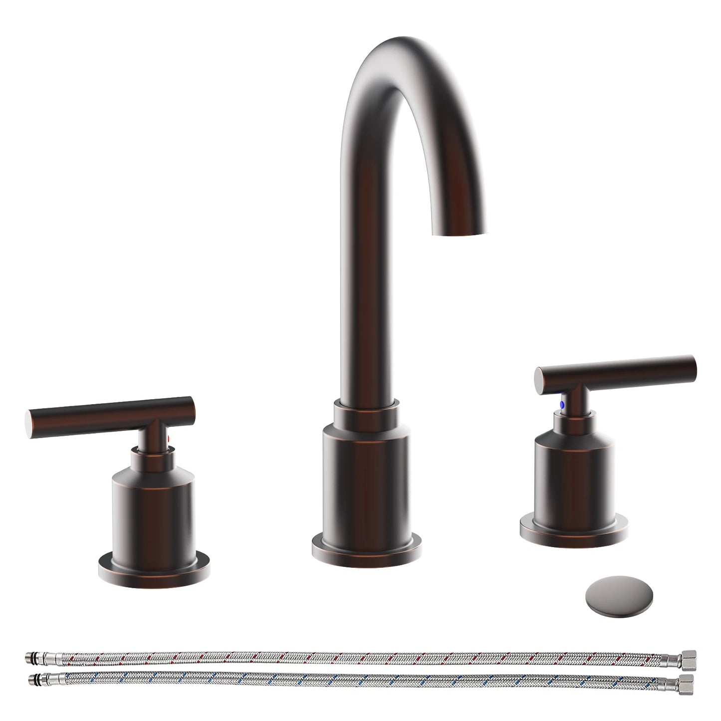 8 Inch 3 Hole Chrome Finish Bath Faucet With Pop Up Drain