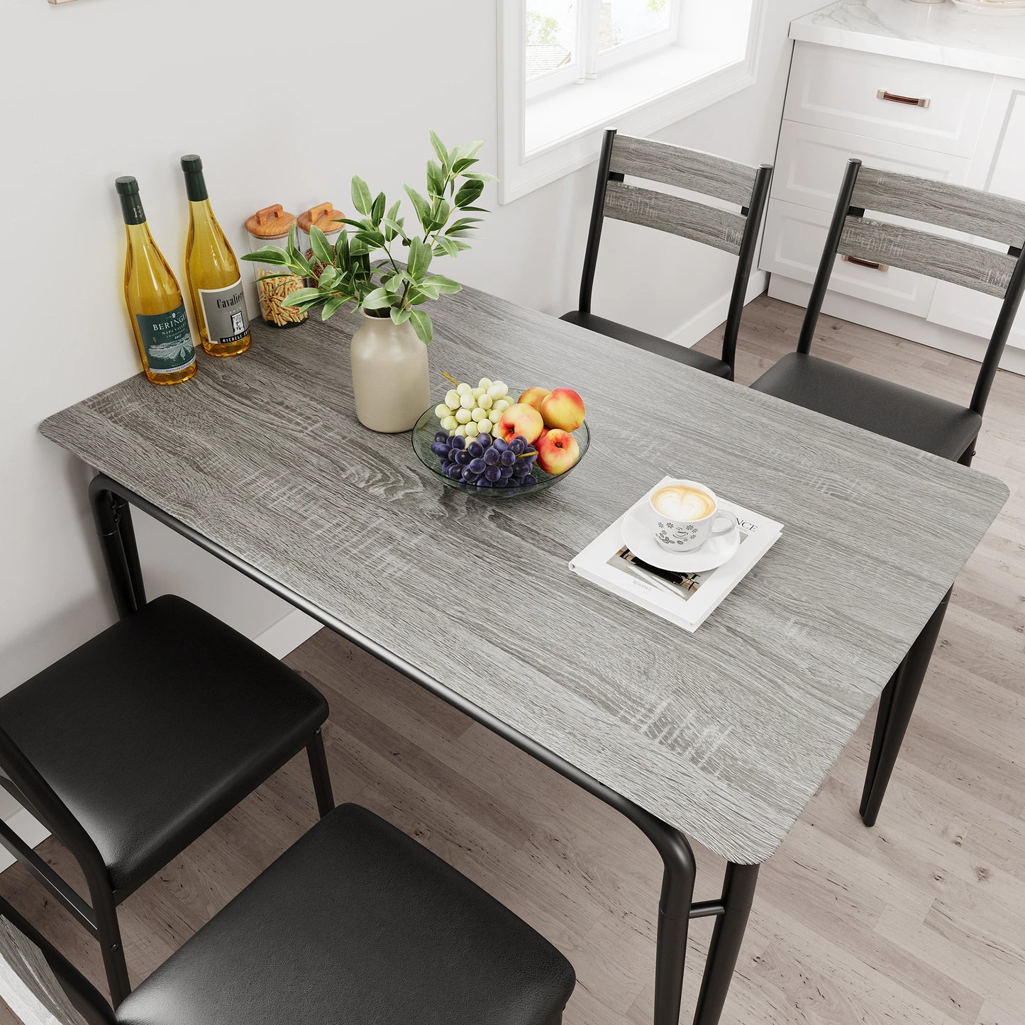 Dining Table Set for 4,Kitchen Table and Chairs for 4, 5 Piece Modern Dining Room Table Set, Dinner Table Set for 4, Rectangular