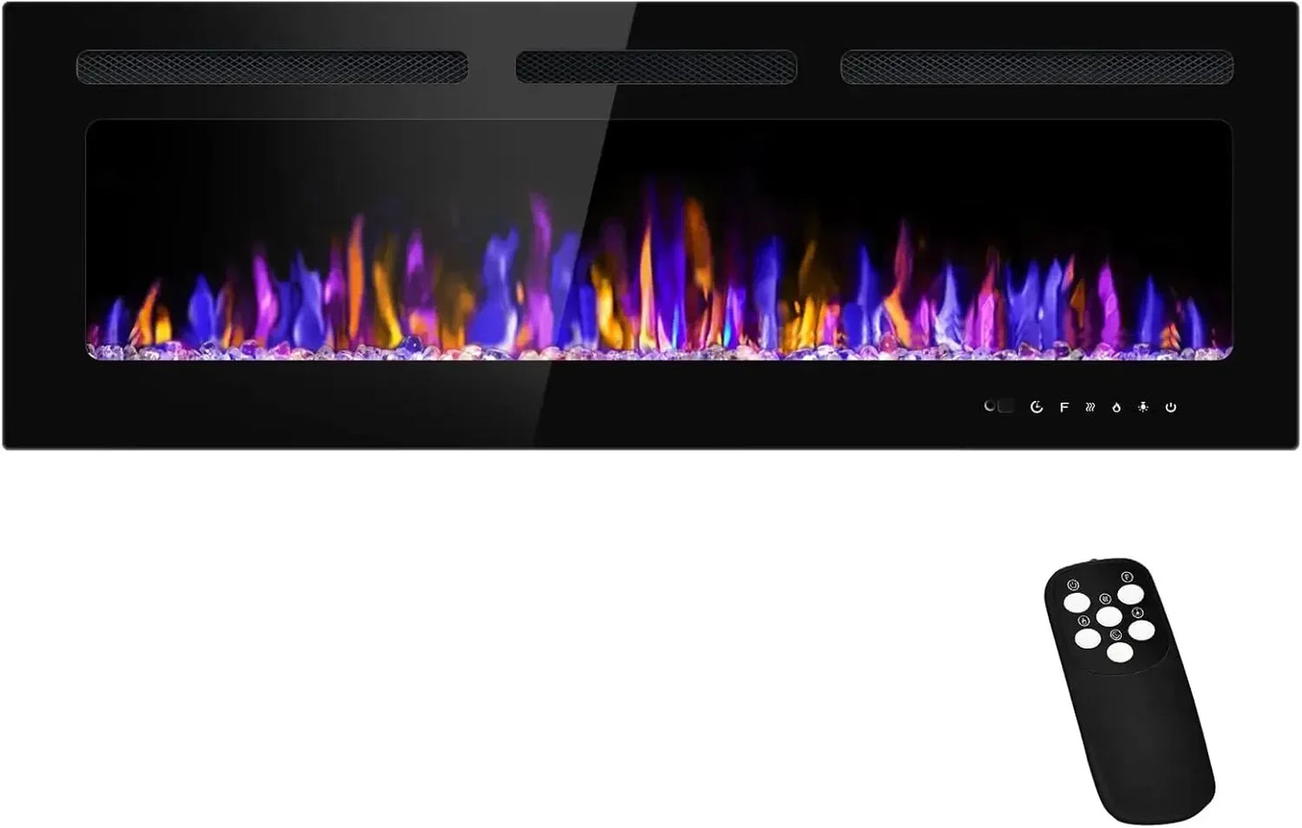 50 Inch Electric Fireplace Wall Mounted And Recessed With Remote Control Timer And Adjustable Flame Color