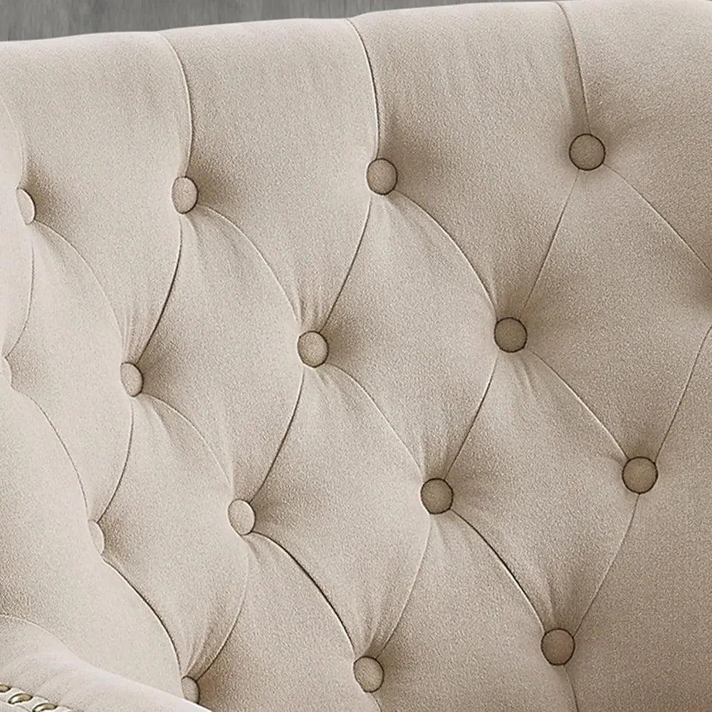 Accent Chair and Ottoman Set - Button Tufted Armchair for Living Room, Bedroom, Reading - Mid-Century Modern Lounge Chair