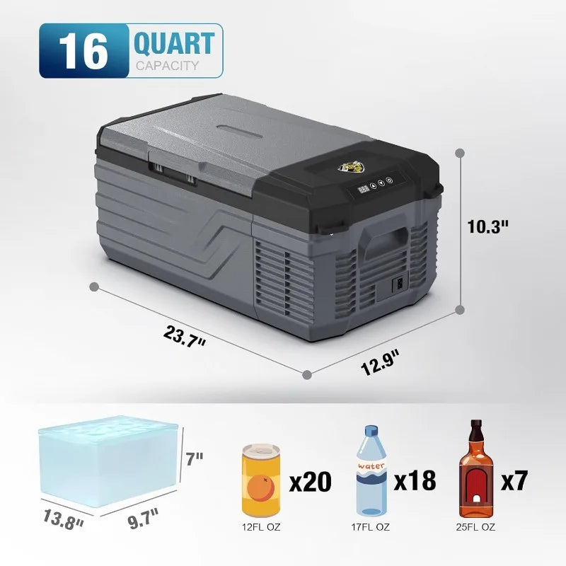 12 Volt Portable Car Refrigerator 16 Quart Electric Cooler