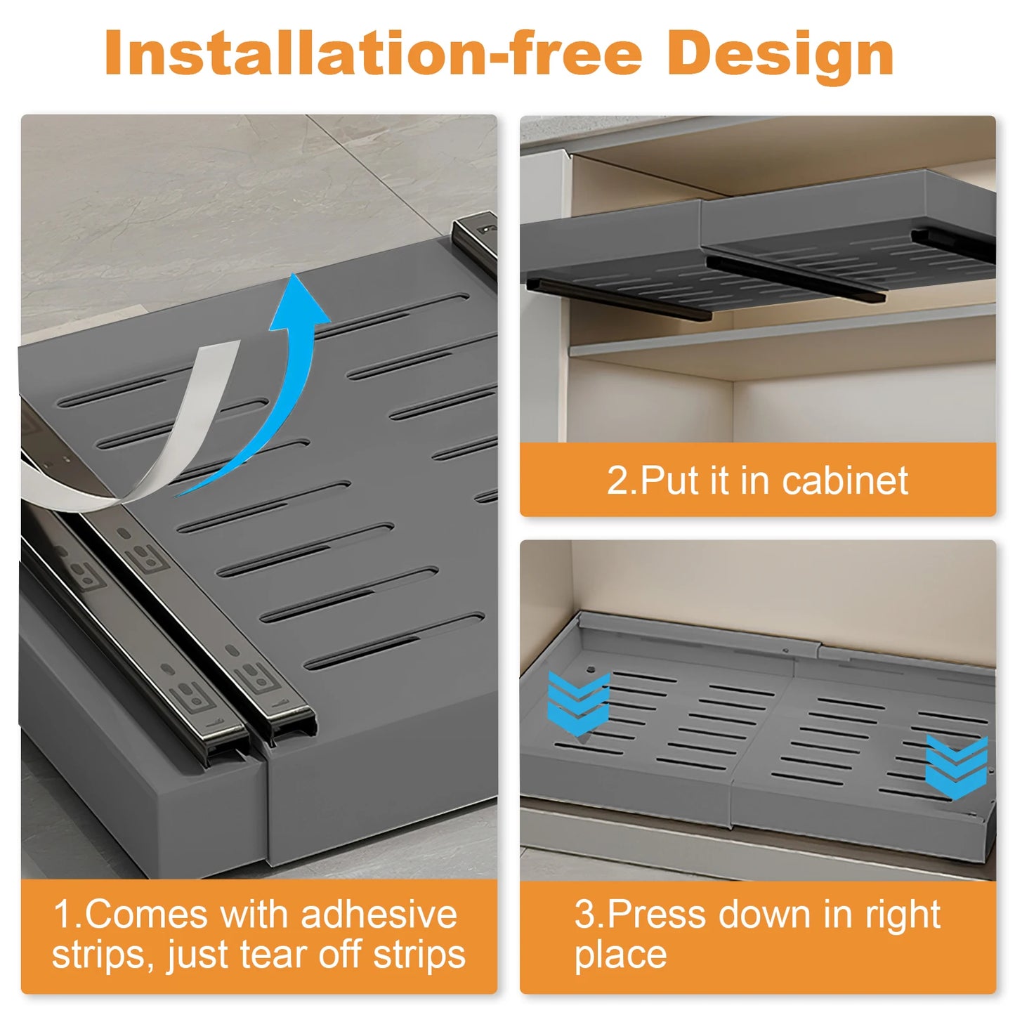 Hign-Concerned Pull Out Cabinet Organizer 2 Pack Expandable