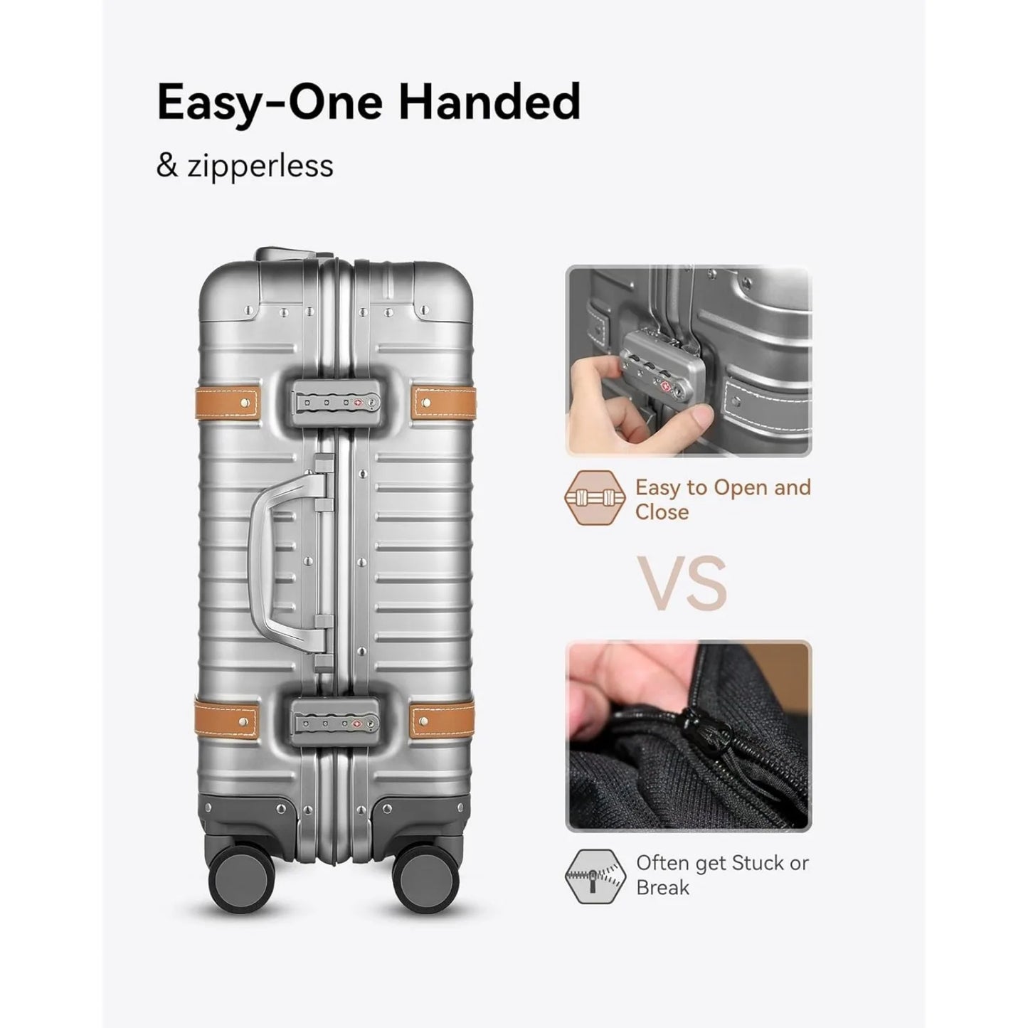 LUGGEXCN Aluminum Carry On Luggage With USB Port Retro