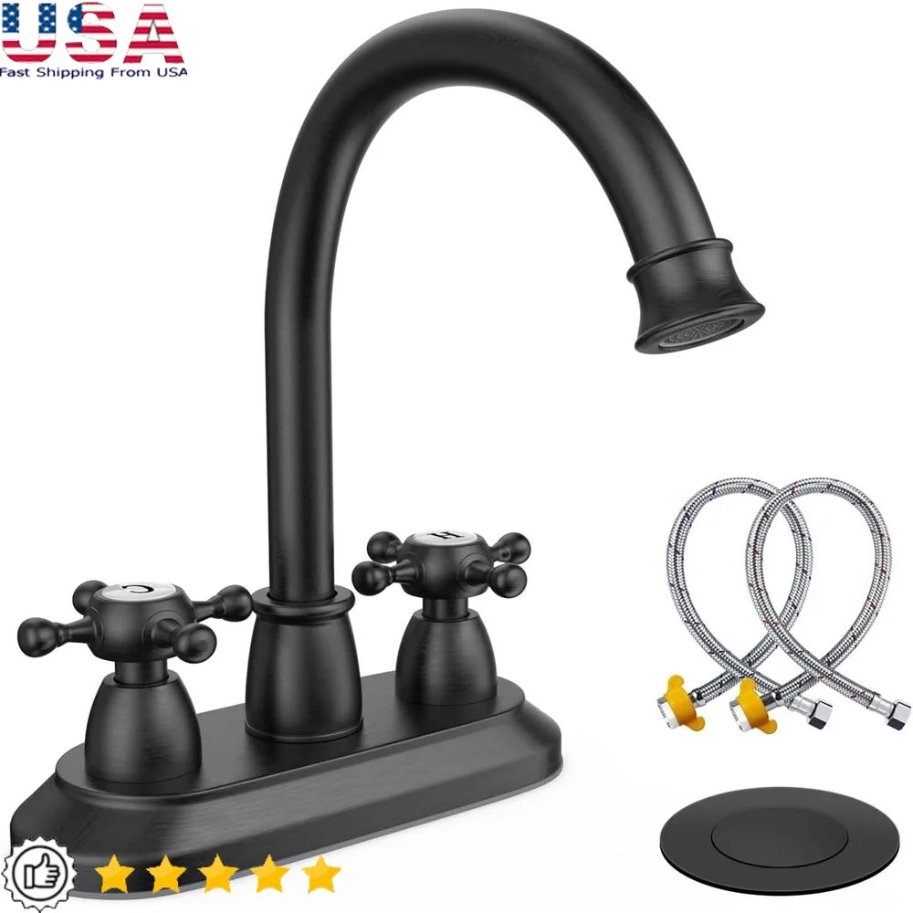 XMSJ Bathroom Faucet High Arc Swivel Dual Handle Lead Free