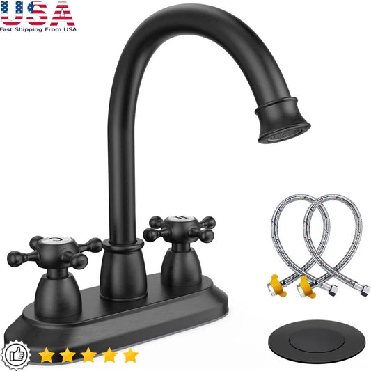 XMSJ Bathroom Faucet High Arc Swivel Dual Handle Lead Free