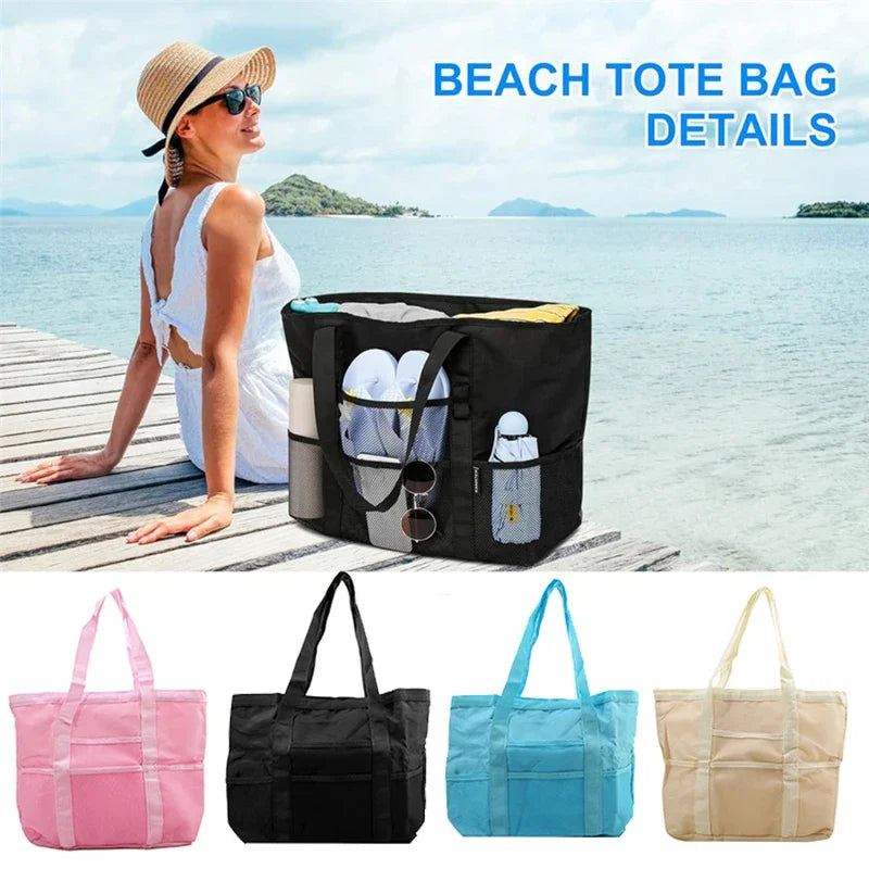 Mesh Beach Bag Waterproof Sandproof Large Tote For Women