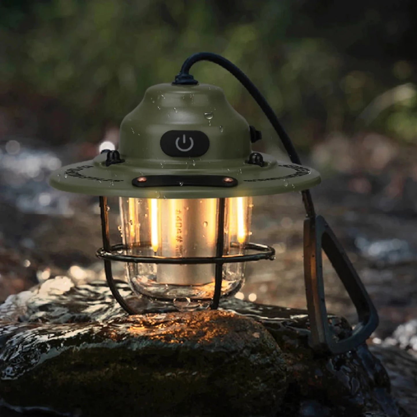 Camping Lantern Dimmable Camping Light Type C Charging Retro Camping Light 4 Light Modes Multifunction  Fishing Camping
