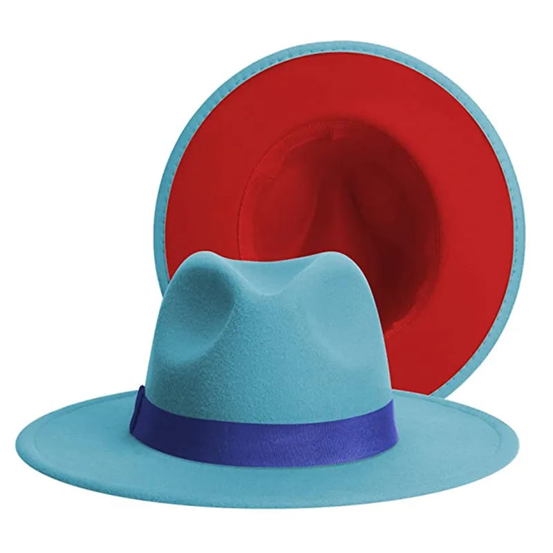Patchwork Wide Brim Fedora Hat Unisex Cowboy Jazz Style
