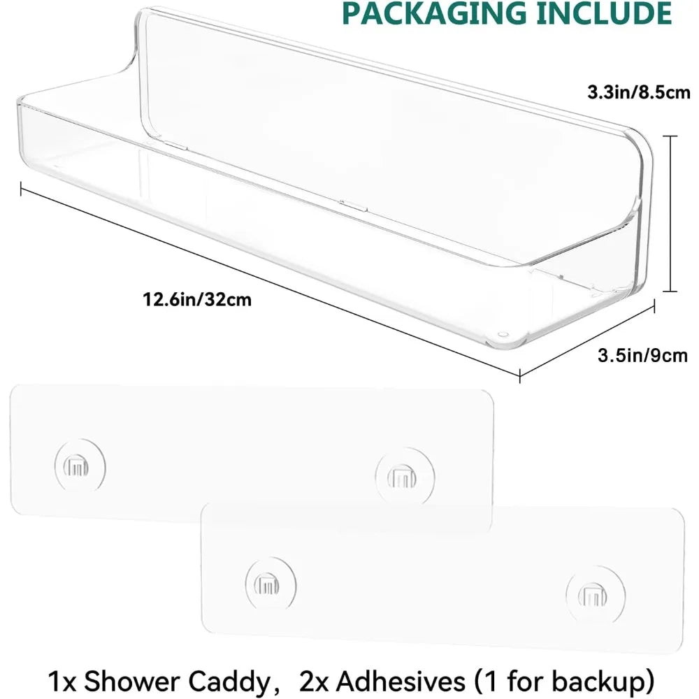 Capacity Adhesive Clear Acrylic Shower Caddy Wall Mount