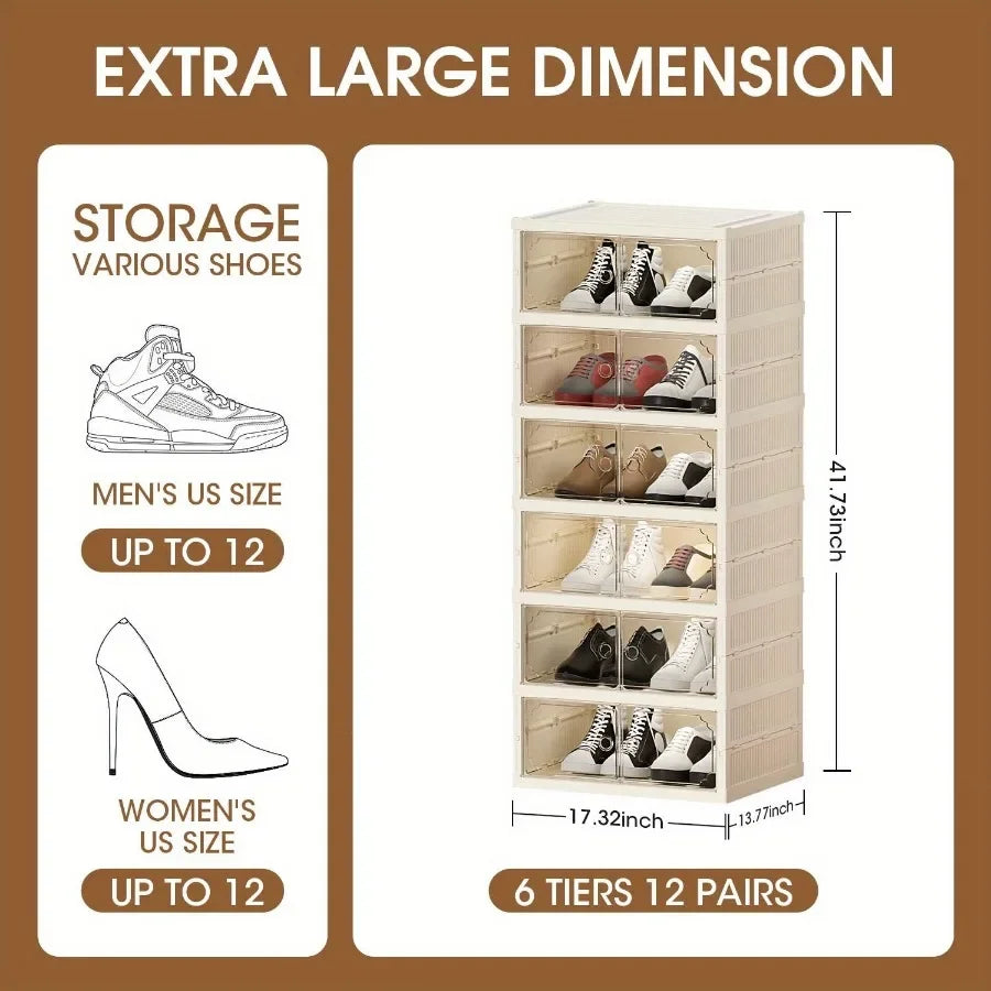 Feature Portable Shoe Storage Rack With Magnetic Clear Door