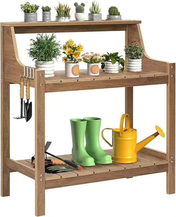 All Weather Outdoor Potting Bench With Four Side Hooks