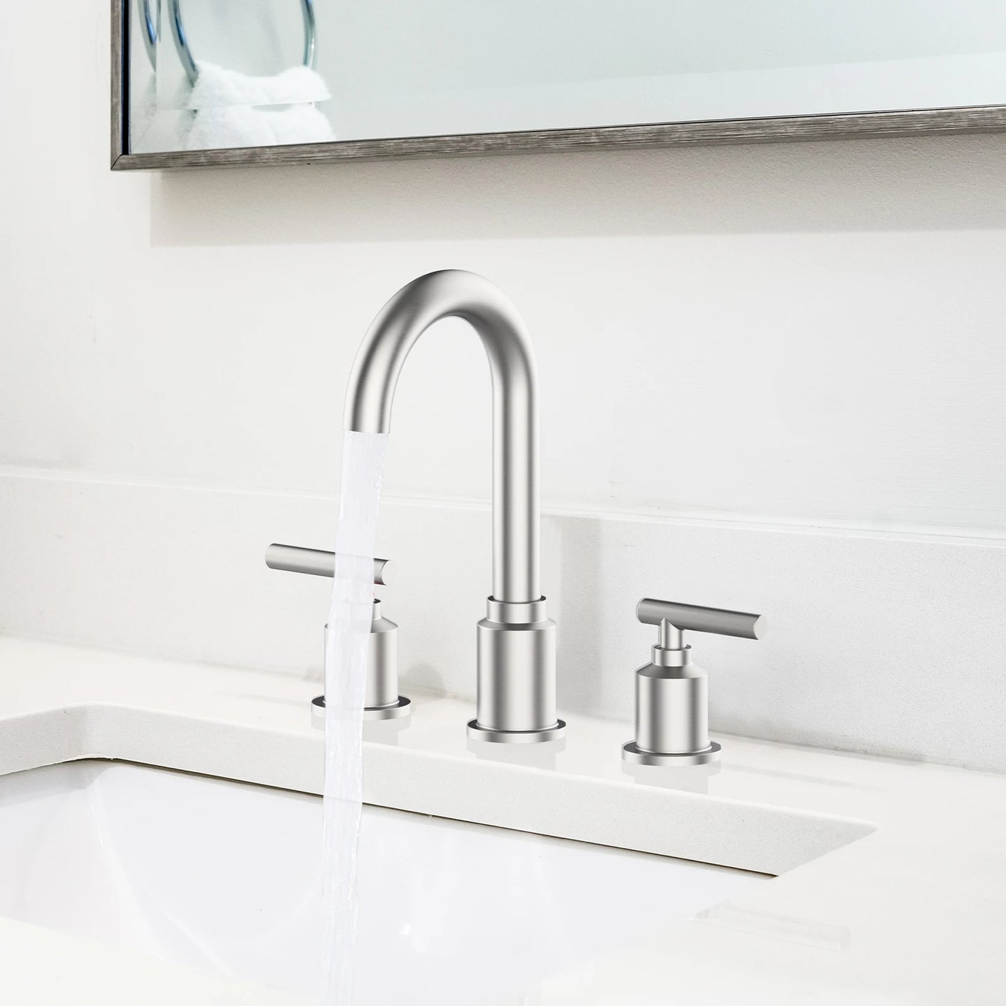 8 Inch 3 Hole Chrome Finish Bath Faucet With Pop Up Drain