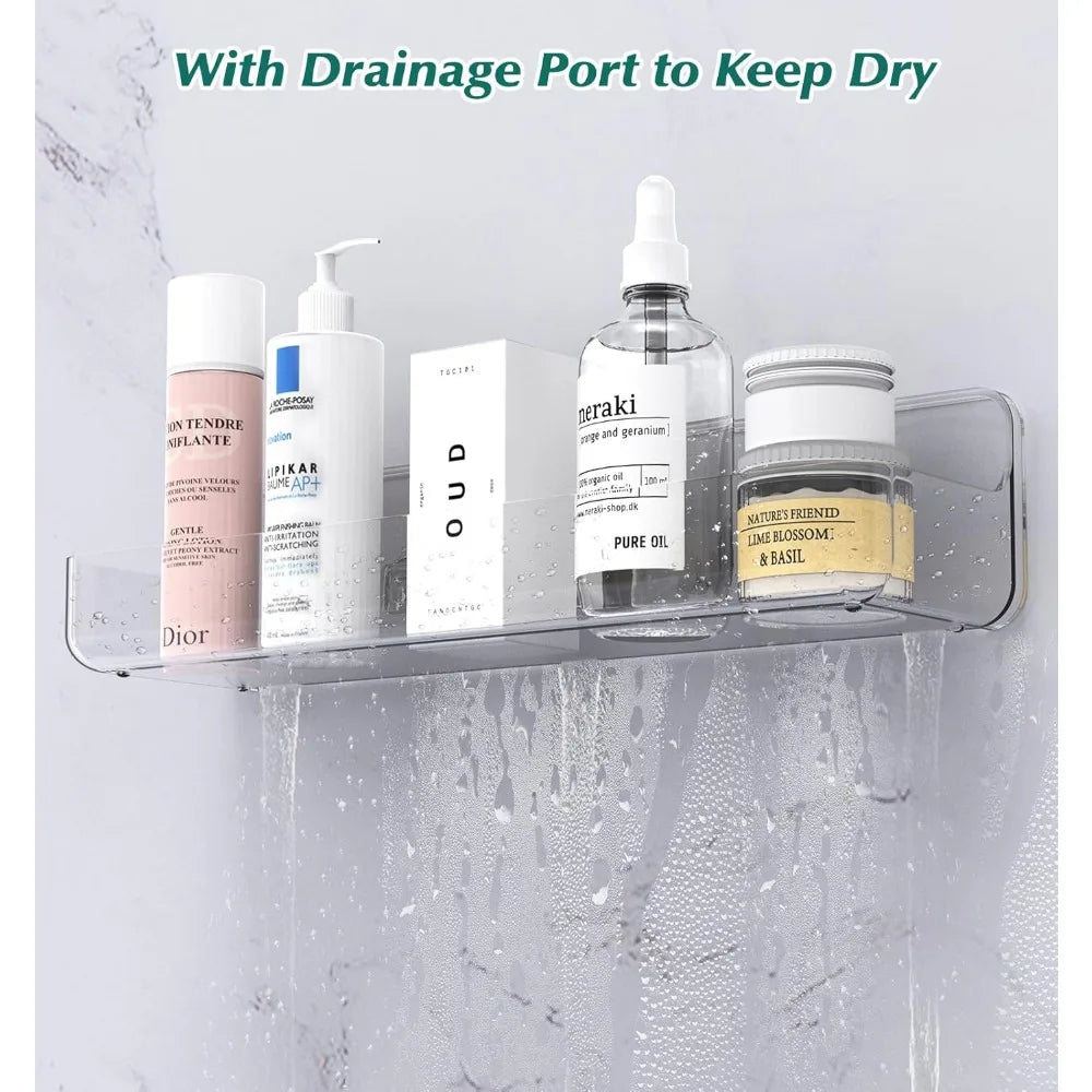 Capacity Adhesive Clear Acrylic Shower Caddy Wall Mount