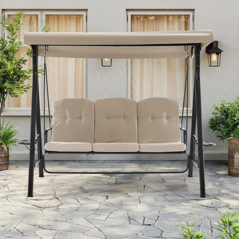 Angduo Patio Swing MCombo 3 Seat With Adjustable Canopy