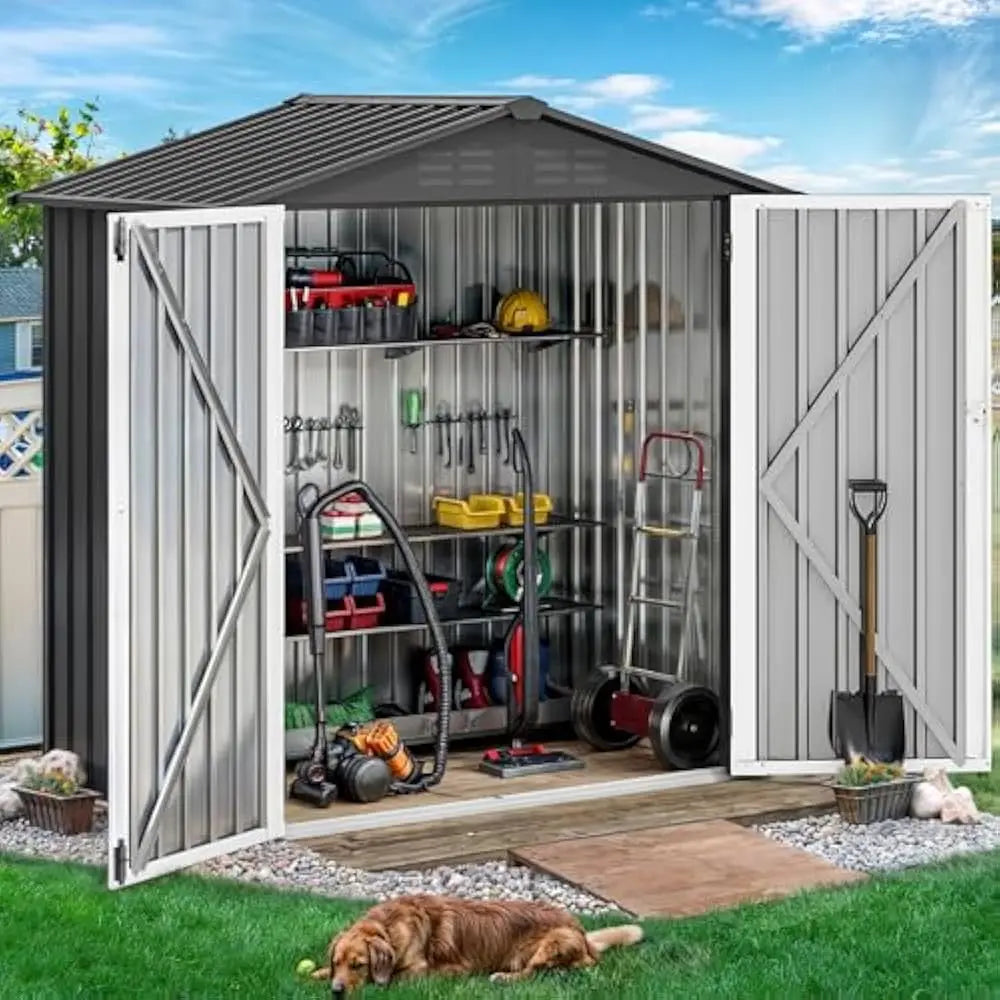 Feature Metal Outdoor Storage Shed With Ventilation