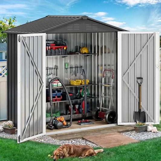Feature Metal Outdoor Storage Shed With Ventilation