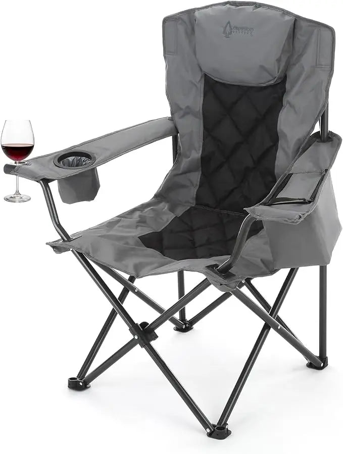 Portable Folding Camping Chair with Cooler and Cup Holders