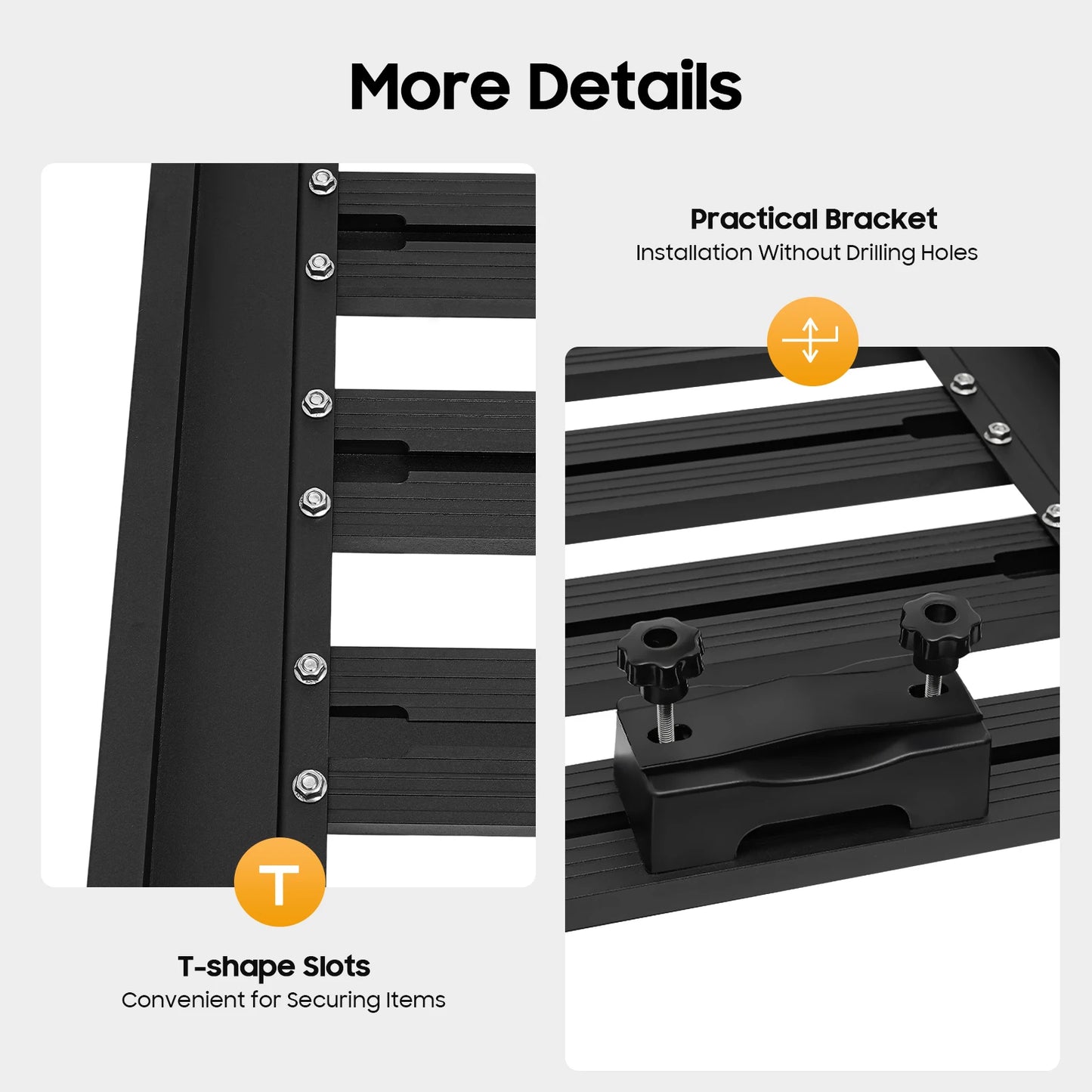 Universal Aluminum Car Roof Top Platform Rack, Luggage Carrier for SUV Truck Van, Direct Mount 150-200kg Capacity Exterior Parts