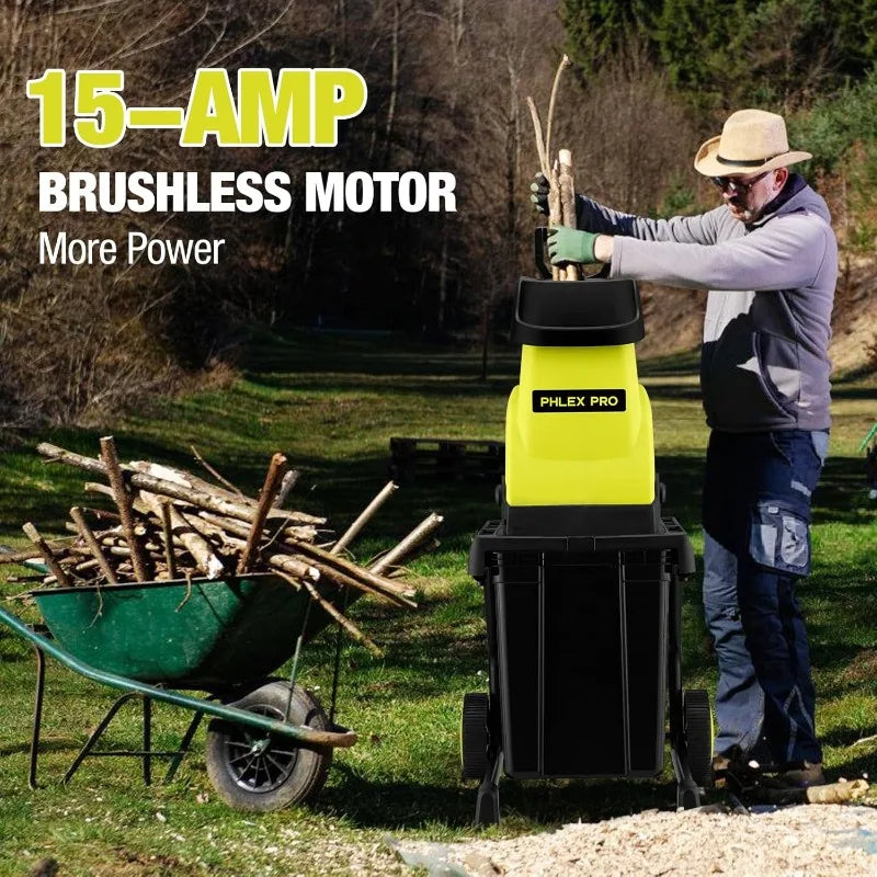XMSJ Wood Chipper Shredder Corded Electric 15 Amp Pro