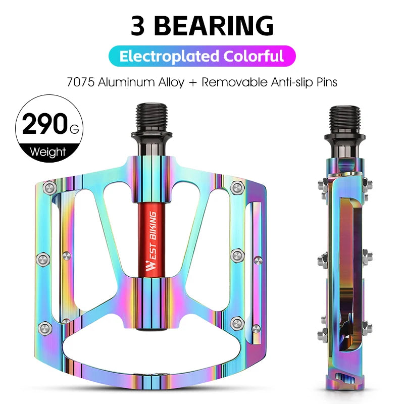 West Biking Ultralight Bicycle Pedals With 3 Bearings