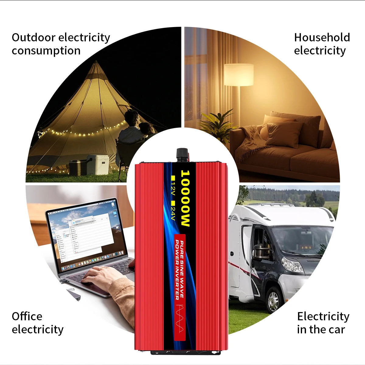 TATALIKEN Pure Sine Wave Inverter 10000W DC To AC Portable