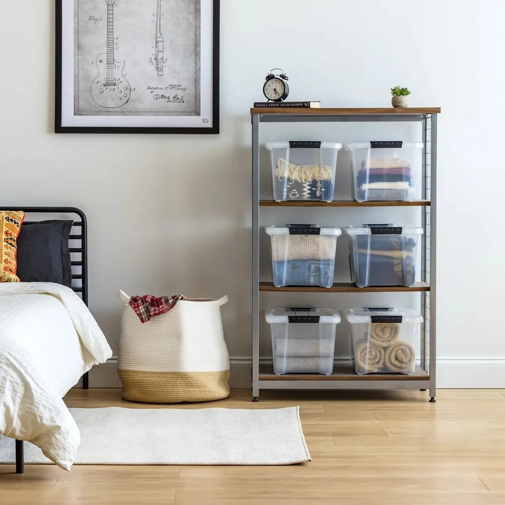 OEINGCN Plastic Storage Bins With Lids Stackable 6 Pack