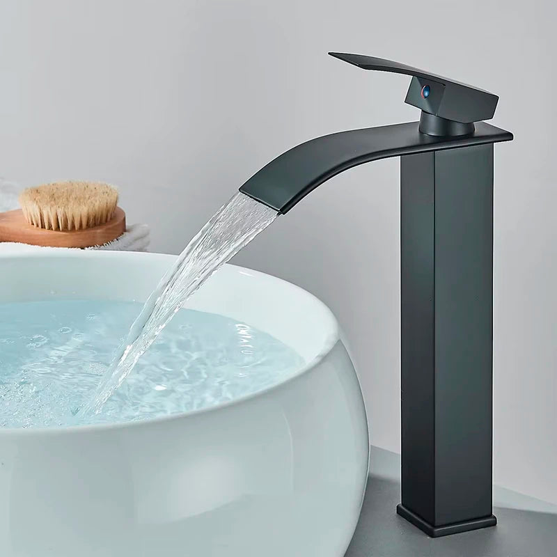 Basin Faucet 5 Colors Deck Mounted Single Handle Bathroom Crane Long Spout Lavatory Sink Hot Cold Mixer Tap