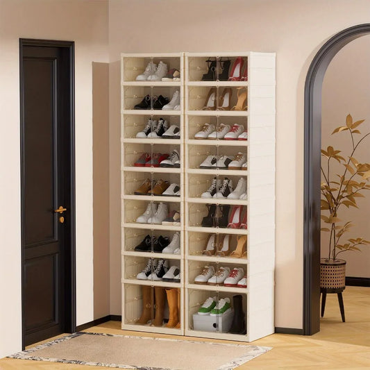 Feature Portable Shoe Storage Rack With Magnetic Clear Door