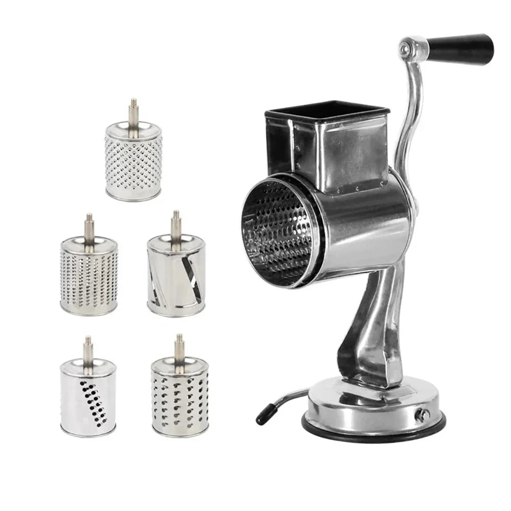 Fruit And Vegetable Tools Rotary Grater Set With Five Drums