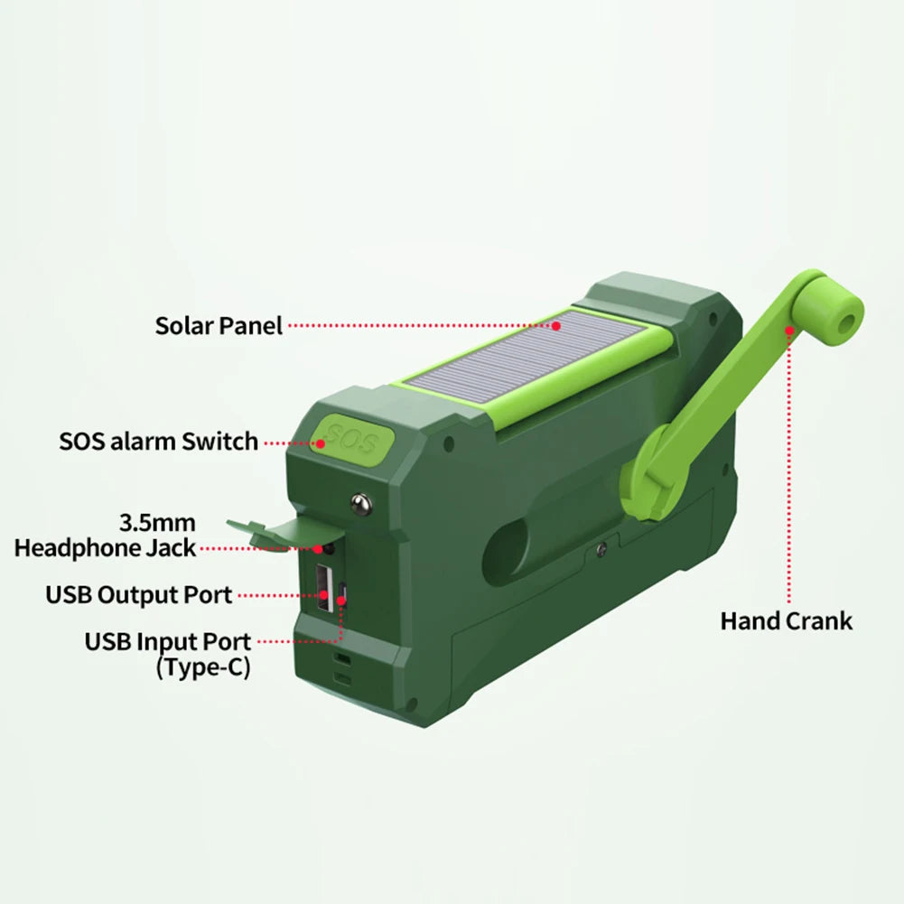 Hign-concerned 10000mAh Emergency Radio Hand Crank Solar