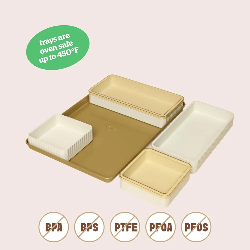 Color 9-Piece Non-Stick Bakeware Set With Silicone Trays