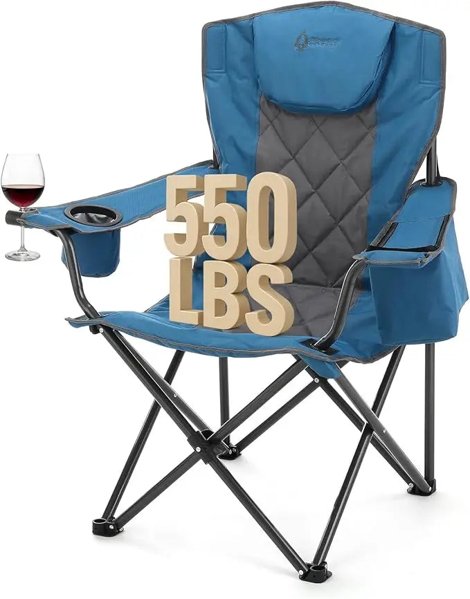 Portable Folding Camping Chair with Cooler and Cup Holders