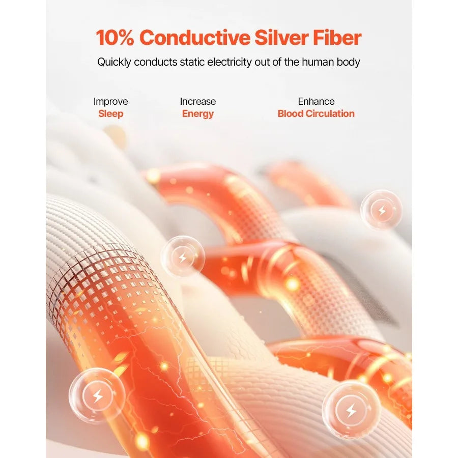 Grounding Sheets Queen Size 90 Cn + 10 Silver Fiber Earthing Fitted Sheets