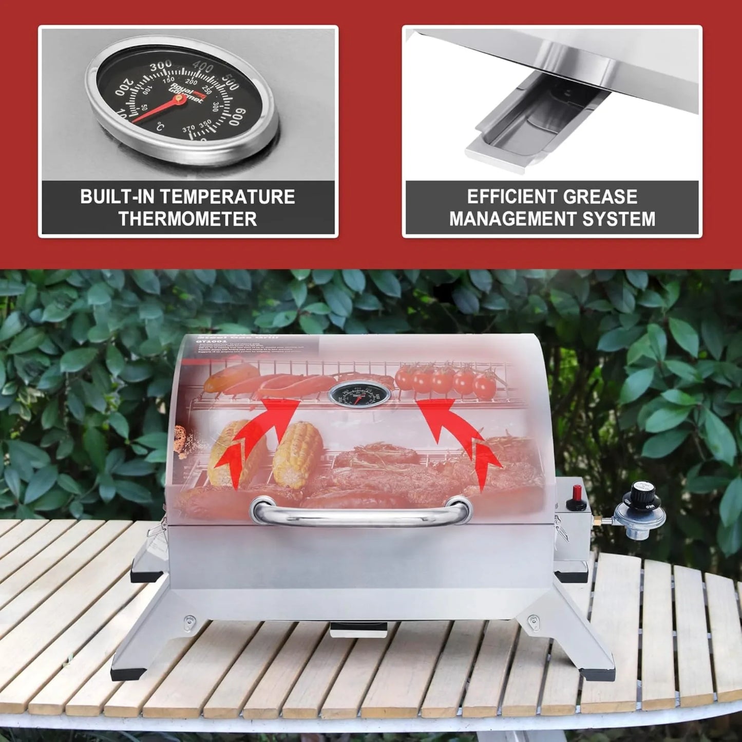 Stainless Steel Portable Gas Grill for Camping and Tailgating