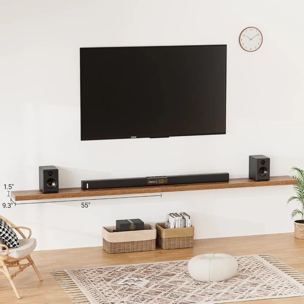 55 Inch Long Floating Shelves for Wall,9.3" Deep Walnut Floating Shelves Set of 2,Large Display Shelf & Storage Shelf,Wall Shelv