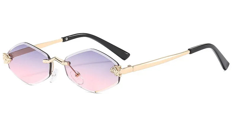 Frameless Rhombus Womens Sunglasses Elegant Versatile UV400