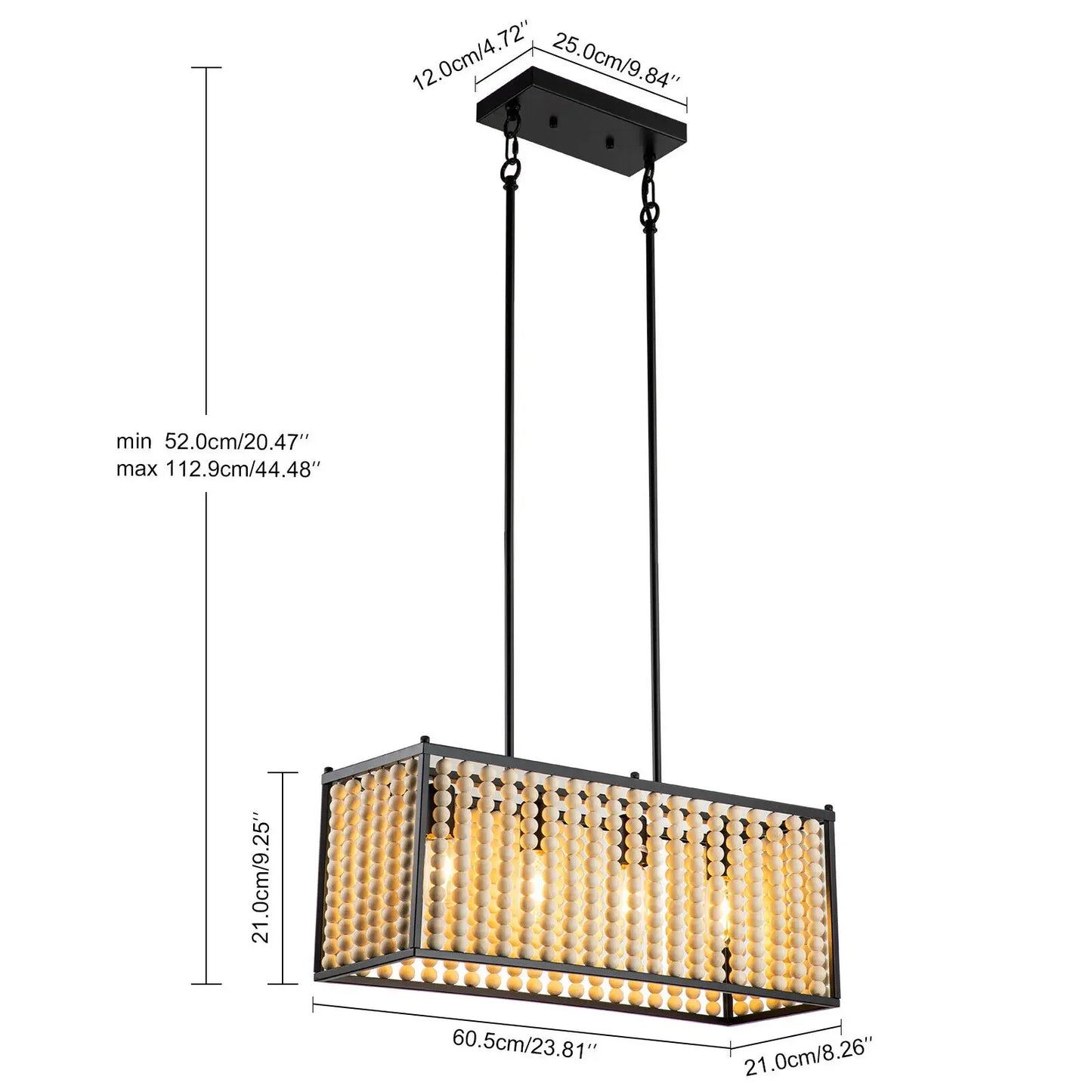 Boho Wood Bead Ceiling Light – Farmhouse Pendant Chandelier Lamp  home decor