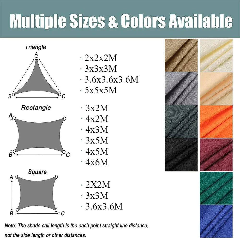 Waterproof Sun Shelter Shade Sail Outdoor Patio Canopy