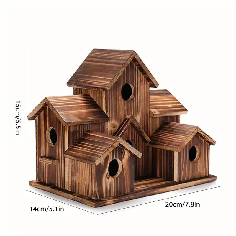 Outdoor Bird House, Small House Style Bird House, Natural Wooden Hummingbird and Cardinal House, Outdoor Hanging