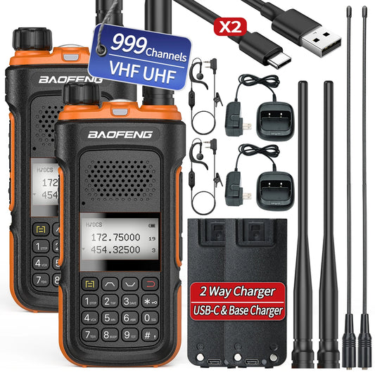 Baofeng 2PCS Walkie Talkie Long Range UHF VHF Ham Radio