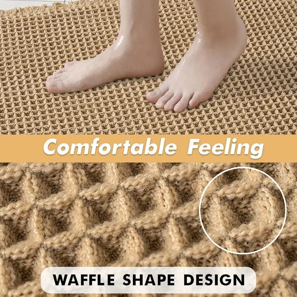 DUTRIEUXCN Waffle Bath Rug Set Non Slip Ultra Absorbent