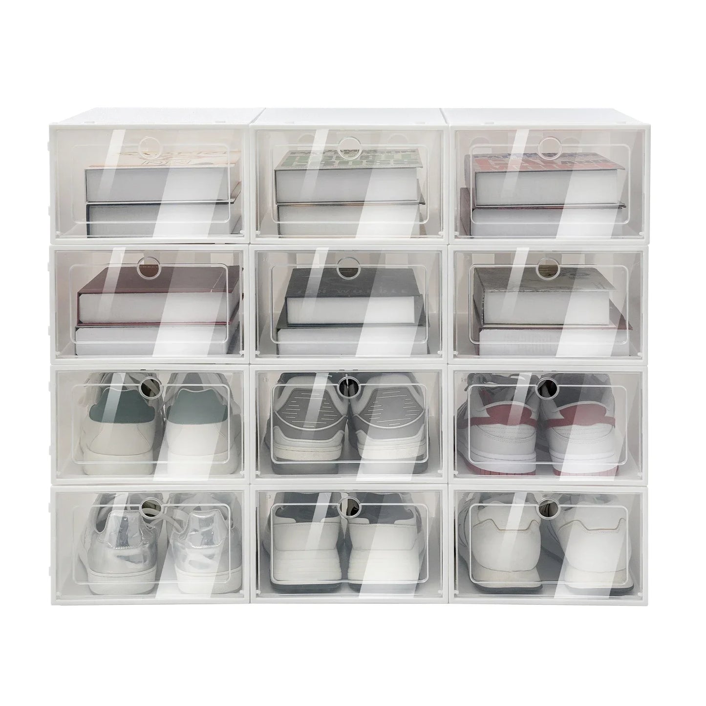 Stackable Shoe Storage Boxes 24 Pack Clear Organizer