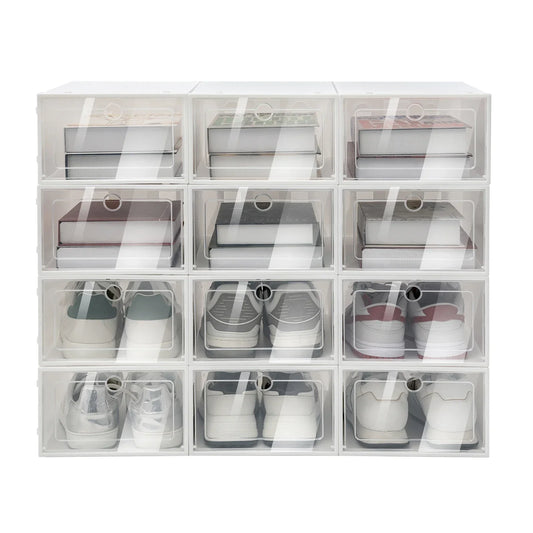 Stackable Shoe Storage Boxes 24 Pack Clear Organizer