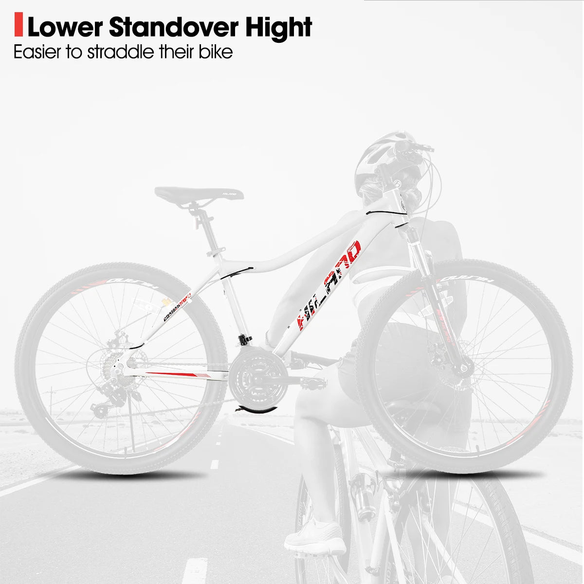 Hiland 20 26 27 Inch Mountain Bike for Women, 21 Speed with Lock-Out Suspension Fork, Dual Disc Brakes, Aluminum Frame MTB