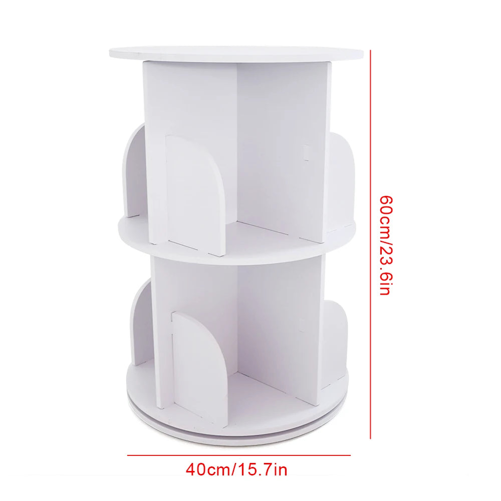 Hign-concerned Rotating Bookshelf 2 Tier Bookcase PVC