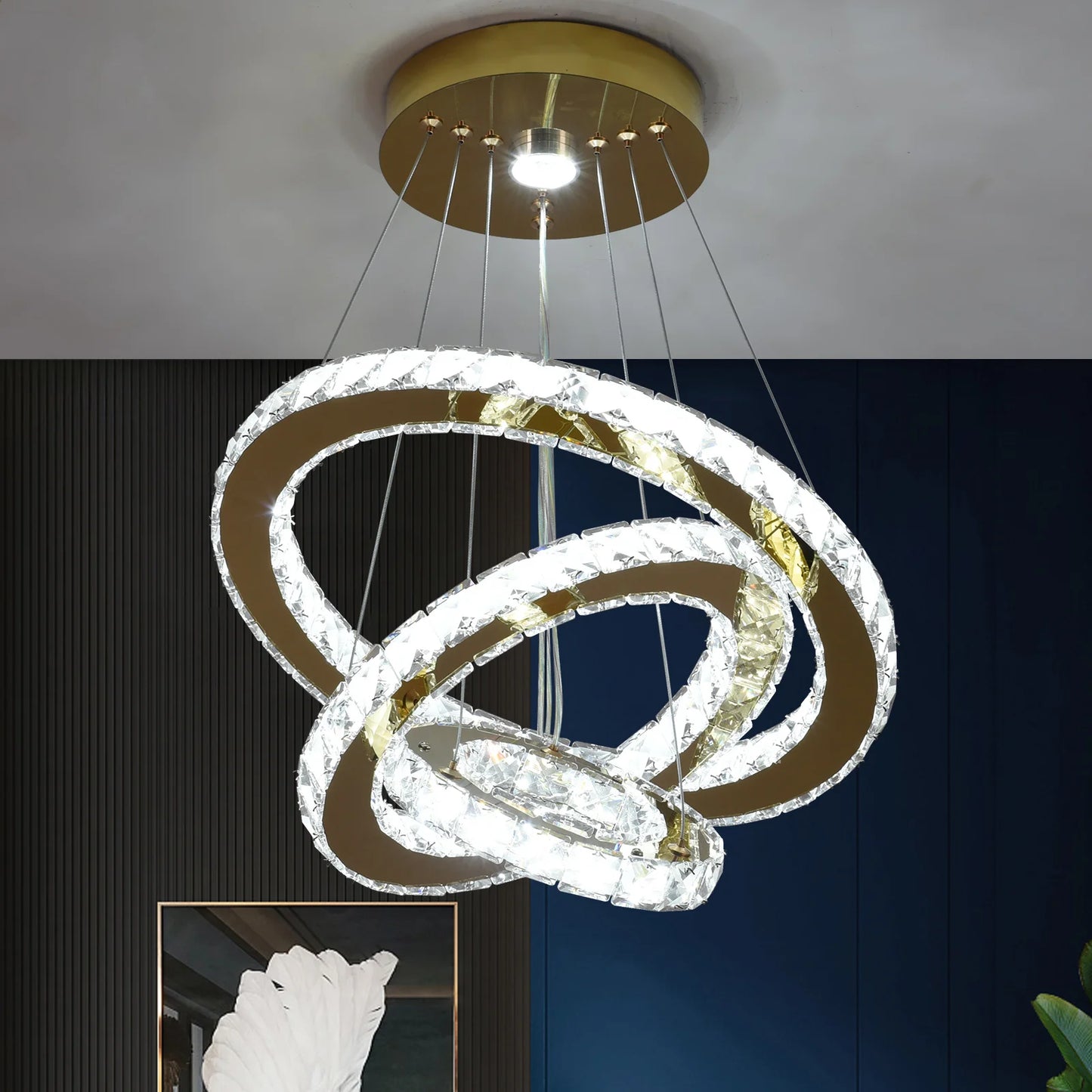 French Luxury Crystal Chandelier Pendant LED Ceiling Light for Living Room Hall Dining Decor