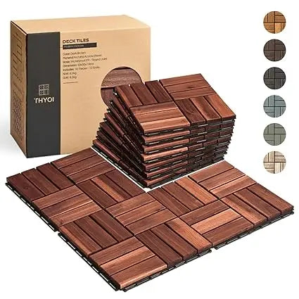 Premium Acacia Wood Deck Tiles Interlocking Outdoor Use