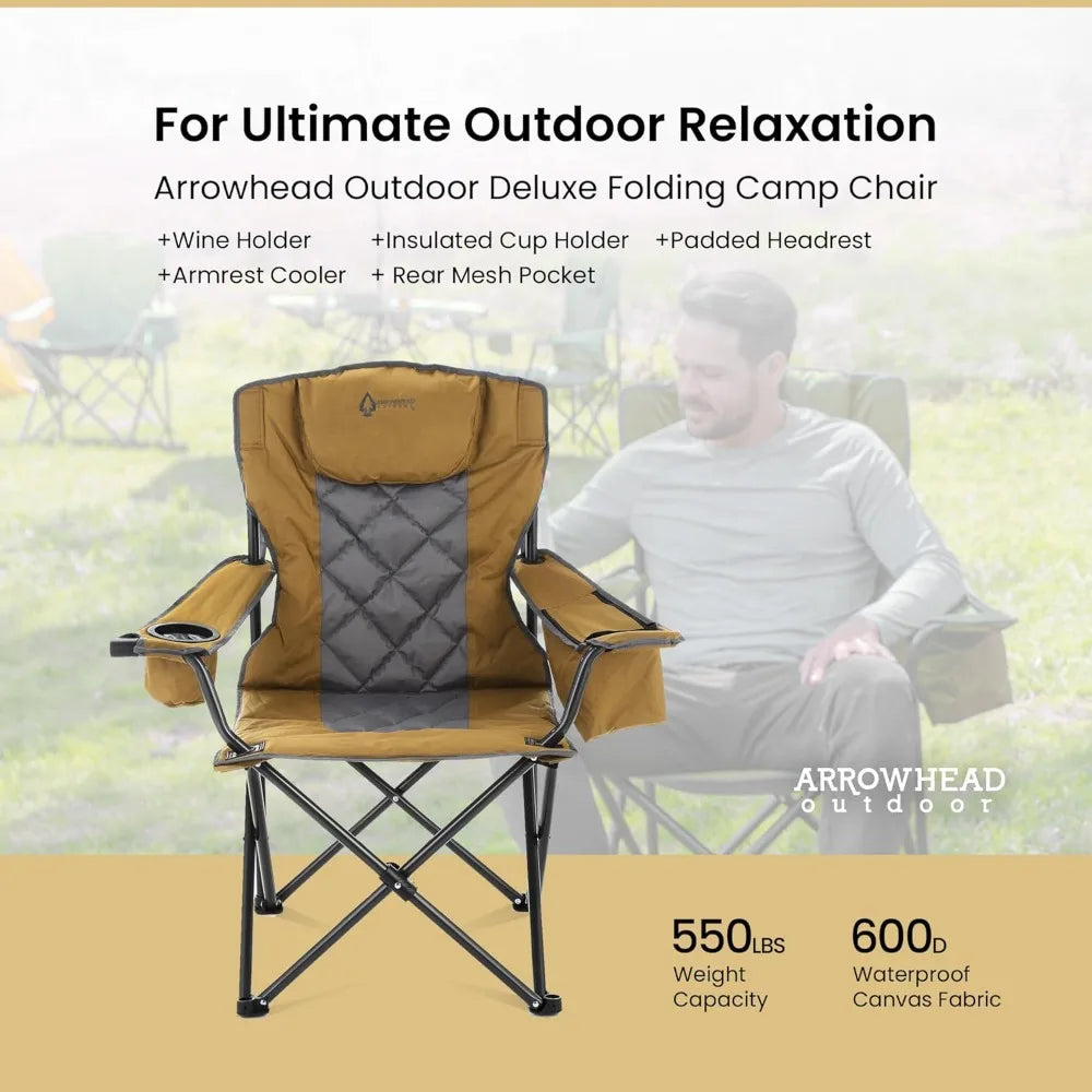 Portable Folding Camping Chair with Cooler and Cup Holders