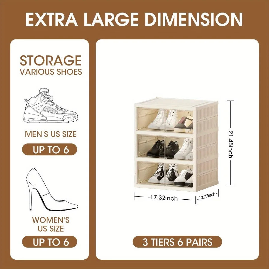 Feature Portable Shoe Storage Rack With Magnetic Clear Door