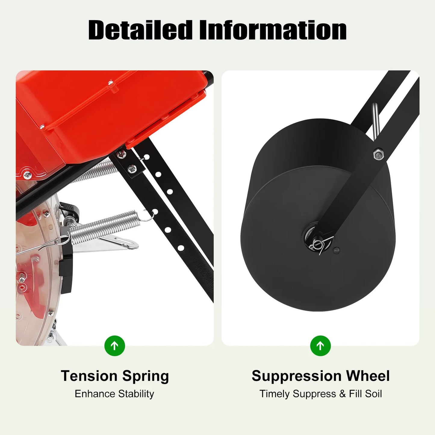 CNCEST Garden Push Seeder Adjustable Sowing Depth Control